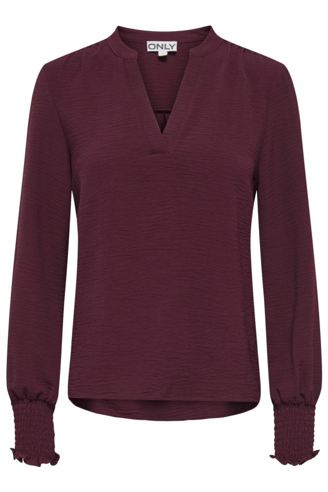 ONLMETTE V-NECK LS SMOCK TOP NOOS W 15284309 TAWNY PORT